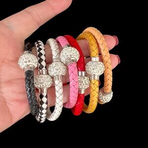 Braided leather bracelet with magnetic clasp choose a color